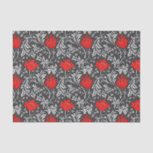 William Morris Anemone, Grey/Grey en Red Tissuepapier
