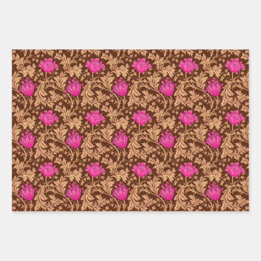 William Morris Anemone, groen, bruin en blauw Inpakpapier Vel (Voorkant 2)