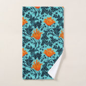 William Morris Anemone, Indigo Blue en Coral Bad Handdoek (Handdoek)