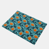 William Morris Anemone, Indigo Blue en Coral Deurmat (Schuin)