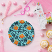 William Morris Anemone, Indigo Blue en Coral Papieren Bordje (Feest)