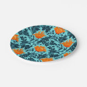 William Morris Anemone, Indigo Blue en Coral Papieren Bordje (Gekanteld)