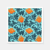 William Morris Anemone, Indigo Blue en Coral Servet (Voorkant)