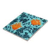 William Morris Anemone, Indigo Blue en Coral Tegeltje (Zijkant)