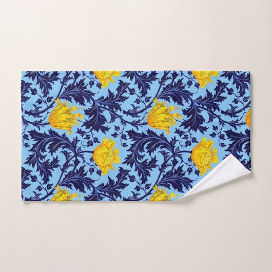 William Morris Anemone, Navy en Mustard Yellow Bad Handdoek (Handdoek)