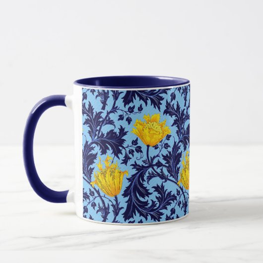 William Morris Anemone, Navy en Mustard Yellow Mok (Links)