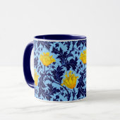 William Morris Anemone, Navy en Mustard Yellow Mok (Voorkant links)