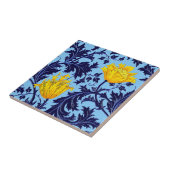 William Morris Anemone, Navy en Mustard Yellow Tegeltje (Zijkant)