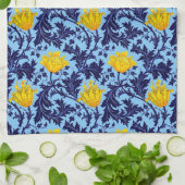 William Morris Anemone, Navy, Sky Blue en Yellow Theedoek (Gevouwen)