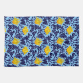 William Morris Anemone, Navy, Sky Blue en Yellow Theedoek (Horizontaal)