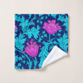 William Morris Anemone, Navy, Turquoise en Magenta Bad Handdoek (Wasdoekje)