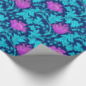 William Morris Anemone, Navy, Turquoise en Magenta Cadeaupapier (Hoek)