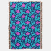 William Morris Anemone, Navy, Turquoise en Magenta Deken (Voorkant Verticaal)