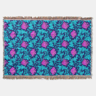 William Morris Anemone, Navy, Turquoise en Magenta Deken
