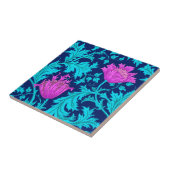 William Morris Anemone, Navy, Turquoise en Magenta Tegeltje (Zijkant)