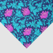 William Morris Anemone, Navy, Turquoise en Magenta Tissuepapier (Detail)