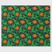 William Morris Anemone, Oranje, groen en zwart Cadeaupapier (Vlak)