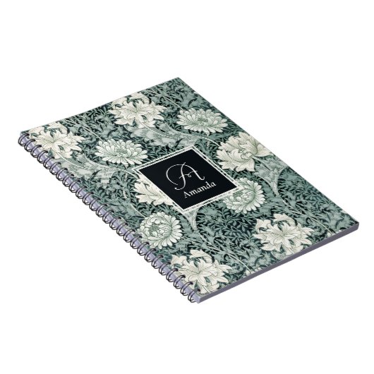William Morris Anemone Pattern met Monogram Notitieboek (Rechterzijde)