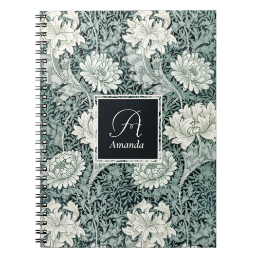 William Morris Anemone Pattern met Monogram Notitieboek (Voorkant)