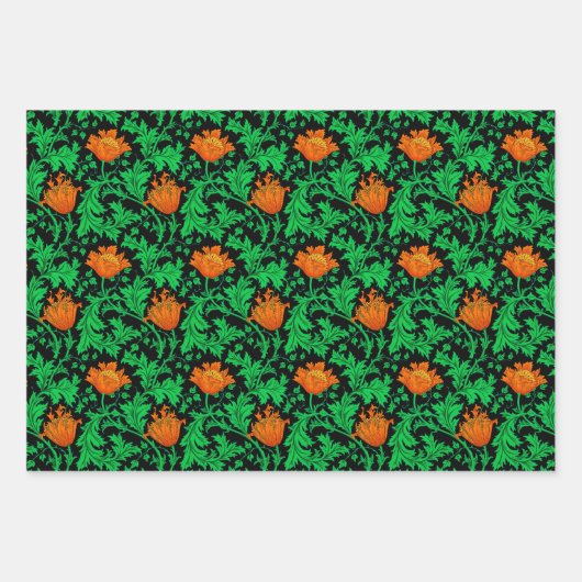 William Morris Anemone, Rust, Goud, Zwart Inpakpapier Vel (Voorkant 3)