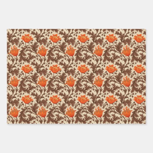 William Morris Anemone, Rust, Goud, Zwart Inpakpapier Vel (Voorkant)