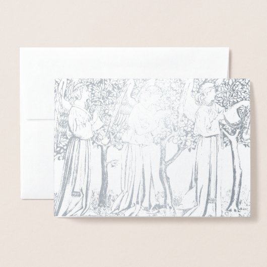 William Morris ANGELS IN ECHTE FOLIE NOOT KAART (Voorkant met envelop)