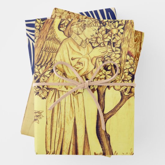 William Morris ANGELS Wrapping Paper Flat Sheet (In situ)