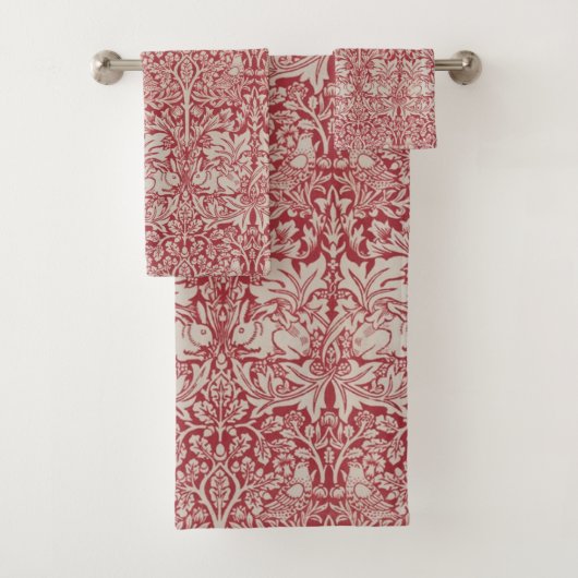 William Morris Animals Birds Rabbits Pink Bad Handdoek (Insitu)