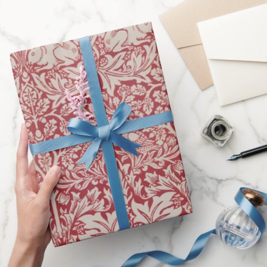 William Morris  Animals Birds Rabbits Pink Cadeaupapier (Geschenken)