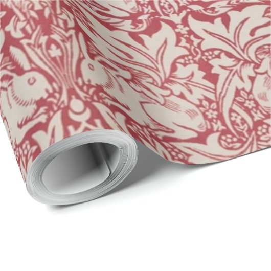 William Morris  Animals Birds Rabbits Pink Cadeaupapier (Rol Hoek)