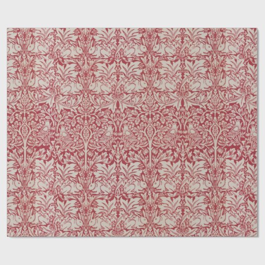 William Morris  Animals Birds Rabbits Pink Cadeaupapier (Vlak)