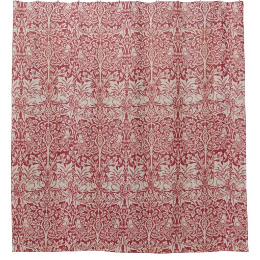 William Morris Animals Birds Rabbits Pink Douchegordijn (Voorkant)