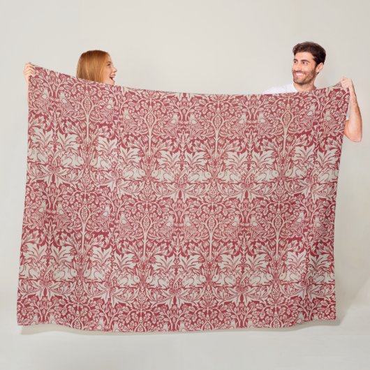 William Morris  Animals Birds Rabbits Pink Fleece Deken (In situ)