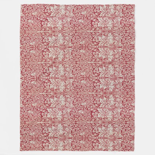 William Morris  Animals Birds Rabbits Pink Fleece Deken (Voorkant)