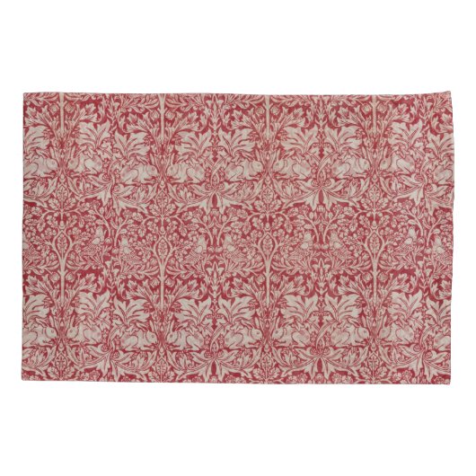 William Morris Animals Birds Rabbits Pink Kussensloop (Achterkant-Links)