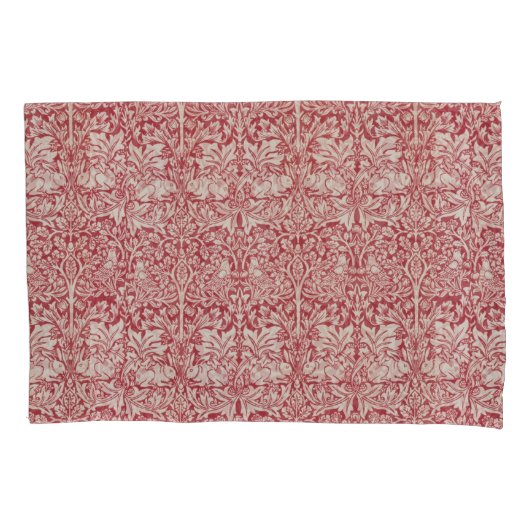 William Morris  Animals Birds Rabbits Pink Kussensloop (Voorkant-Links)