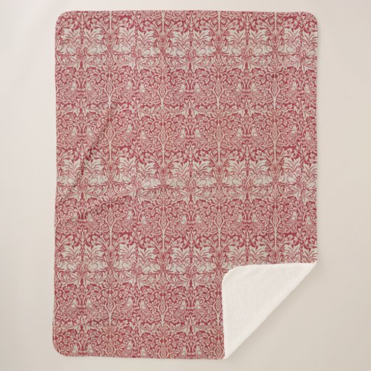 William Morris  Animals Birds Rabbits Pink Sherpa Deken (Voorkant)