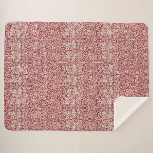 William Morris  Animals Birds Rabbits Pink Sherpa Deken (Voorkant (horizontaal))