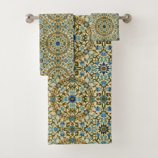 William Morris - Antiek 1873 Vine & Flower Pattern Bad Handdoek (Insitu)