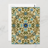 William Morris - Antiek 1873 Vine & Flower Pattern Briefkaart (Voorkant / Achterkant)