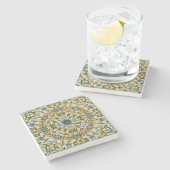 William Morris - Antiek 1873 Vine & Flower Pattern Stenen Onderzetter (Zijkant)