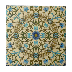 William Morris - Antiek 1873 Vine & Flower Pattern Tegeltje