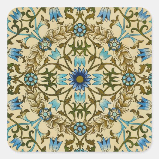 William Morris - Antiek 1873 Vine & Flower Pattern Vierkante Sticker (Voorkant)