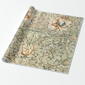William Morris Antiek Honeysuckle Floral Classic Cadeaupapier (Uitgerold)