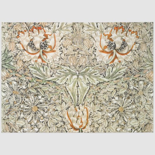 William Morris Antiek Honeysuckle Floral Classic Tissuepapier (Voorkant)