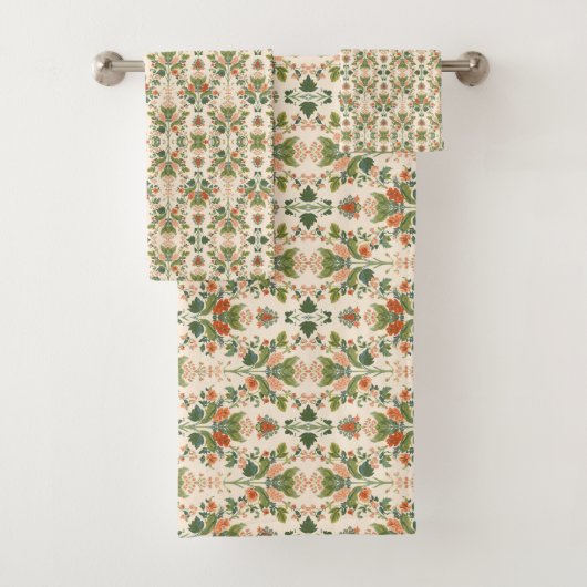 William Morris Antiek Honeysuckle Floral Pattern Bad Handdoek (Insitu)