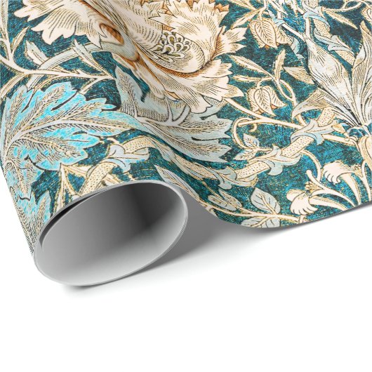 William Morris Antiek Honeysuckle Floral Pattern Cadeaupapier (Rol Hoek)