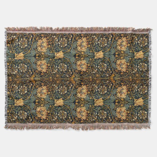 William Morris Antiek Honeysuckle Floral Pattern Deken (Voorkant)