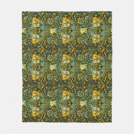 William Morris Antiek Honeysuckle Floral Pattern Fleece Deken (Voorkant)