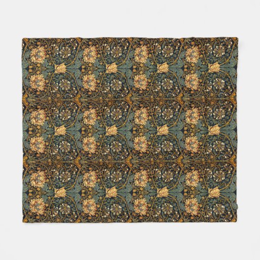 William Morris Antiek Honeysuckle Floral Pattern Fleece Deken (Voorkant (Horizontaal))